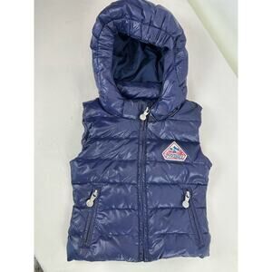 Pyrenex Heritage Kids Puffer Down Vest Hood Removeable Navy Size 2 Unisex France